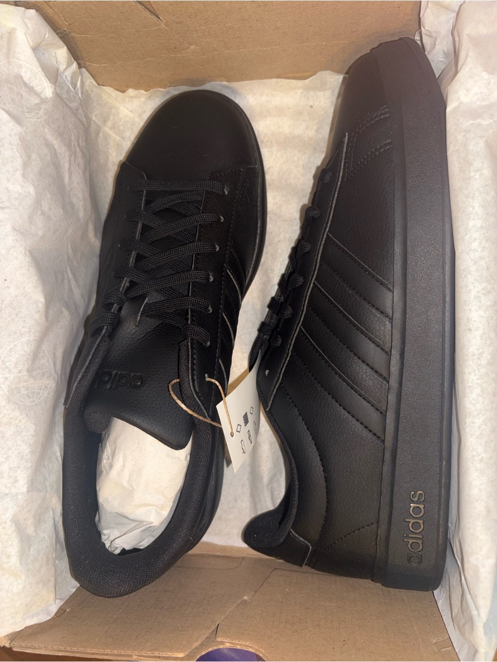 adidas Men’s Black Low-Top Lace-Up Sneakers - Picture 3 of 3